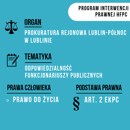 Śmierć w izbie wytrzeźwień w Lublinie – interwencja HFPC