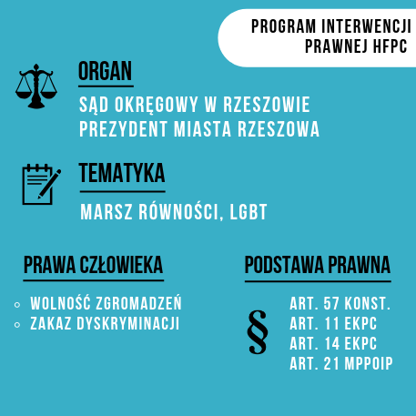 HFHR on prohibition of Rzeszów Equality March